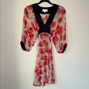 Y2K Moulinette Soeurs Floral Sheer Retro Boho Whimsical Asymmetrical Midi Dress